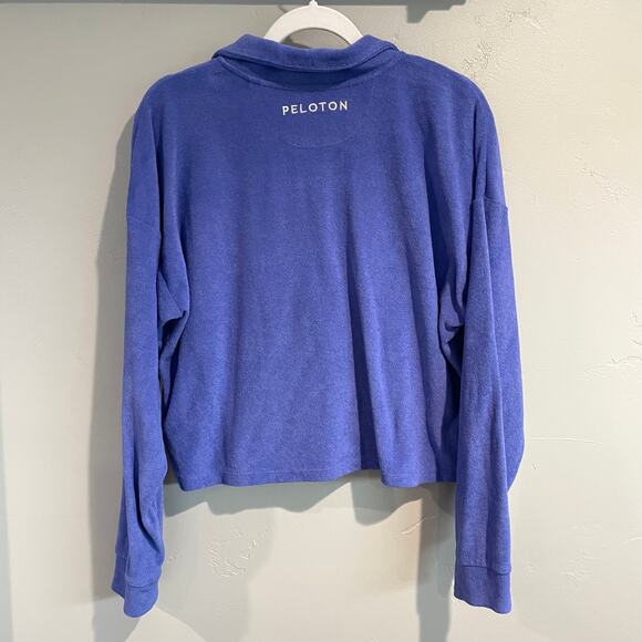 Peloton Terrycloth 1/4 Zip Pullover Sweatshirt in Purple - Size: Large - Picture 4 of 7